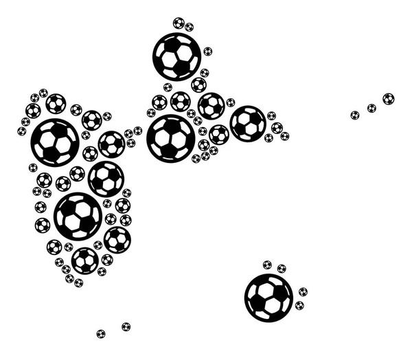 Guadeloupe mapę kolaż z piłki nożnej — Wektor stockowy