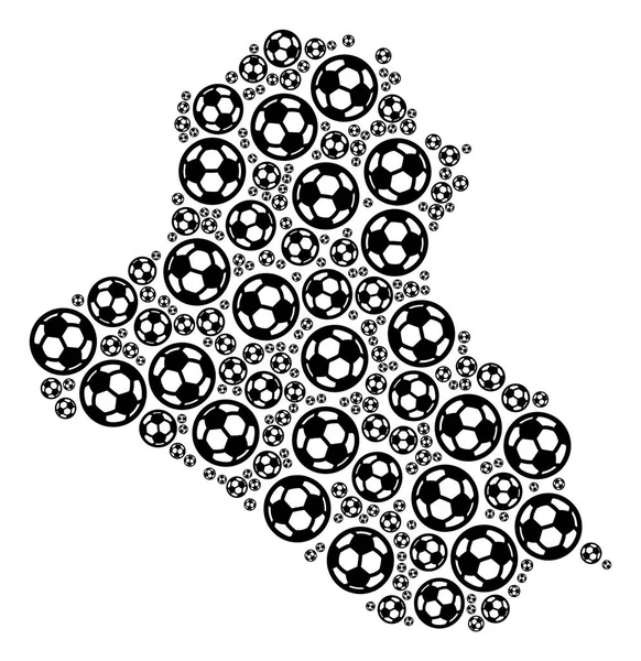 サッカー球のイラク地図コラージュ — ストックベクタ