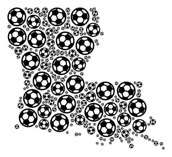 サッカー球のルイジアナ州地図モザイク — ストックベクタ