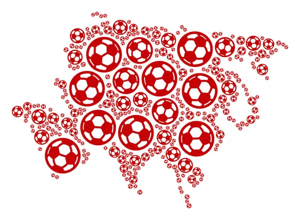 Asia kaart Collage van Soccer bollen — Stockvector