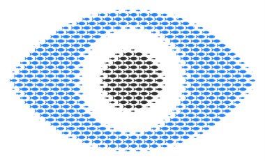 Balık noktalı resim mozaik göz. Vektör balık sembollerin göz kompozisyon gruplandırılmıştır.