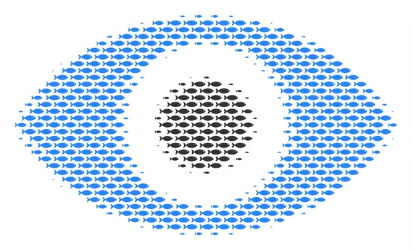 Vis Oog Halftone Mozaïek Vector Vis Pictogrammen Zijn Gegroepeerd Samenstelling — Stockvector