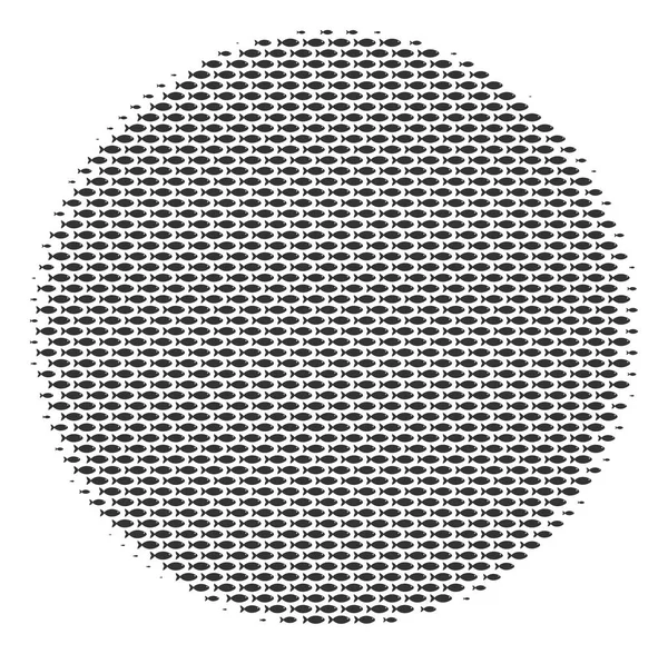 Mosaïque de cercle rempli de poisson — Image vectorielle