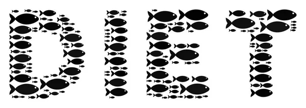 Alimentation des poissons Texte Concept — Image vectorielle