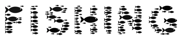 Fischfang Textmosaik — Stockvektor