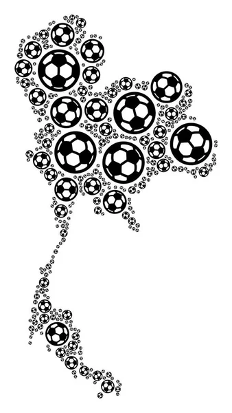 Thailand kaart Collage van Soccer bollen — Stockvector