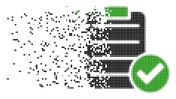 Liste zerstörter Pixel-Symbole genehmigen — Stockvektor