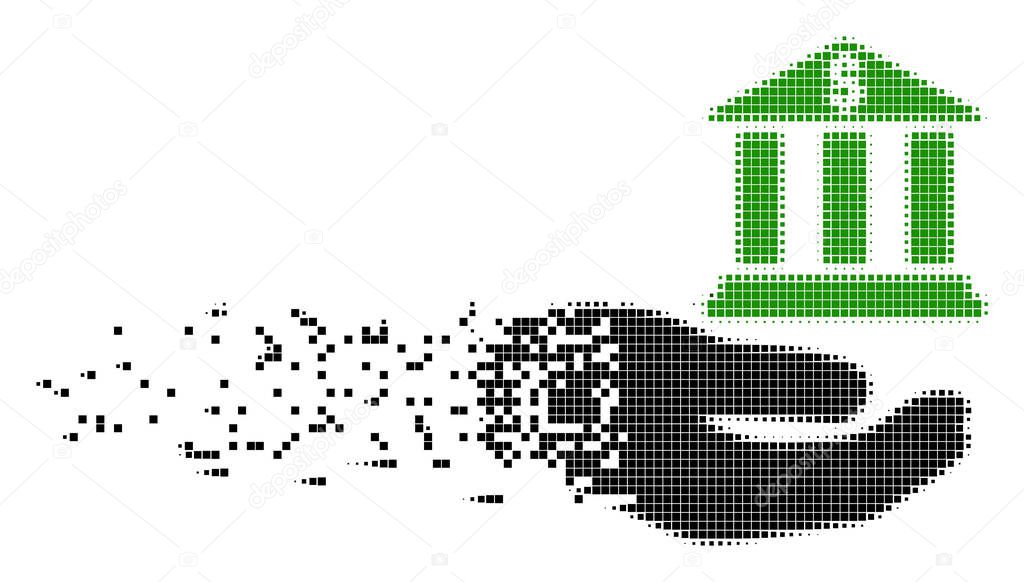 Bank Service Hand Fragmented Pixel Icon