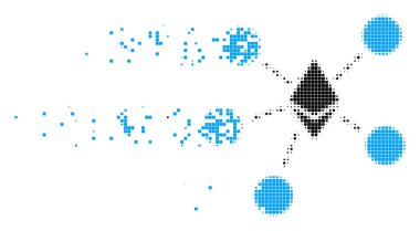 Ethereum Net Structure Destructed Pixel Icon clipart