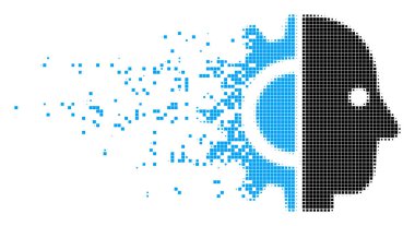 Cyborg kafası kırık piksel simgesi