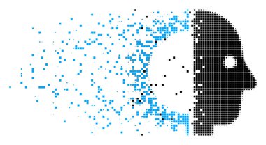 Cyborg kafa piksel simgesi çözünmüş