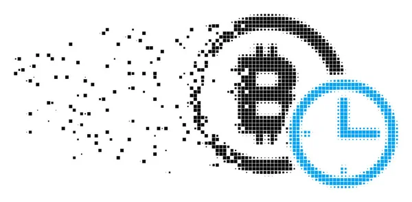 Bitcoin-Gutschrift Zeit geschreddert Pixel-Symbol — Stockvektor