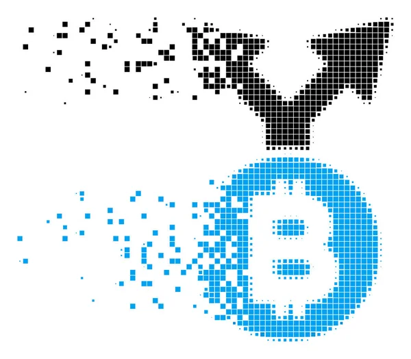 Bitcoin fourche Icône Pixel décomposée — Image vectorielle