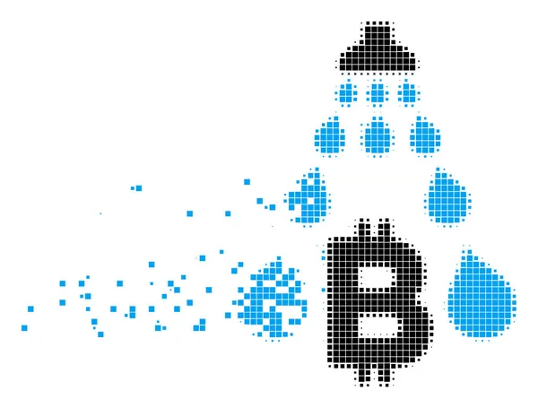 Bitcoin-Waschdusche verschwindet Pixel-Symbol — Stockvektor