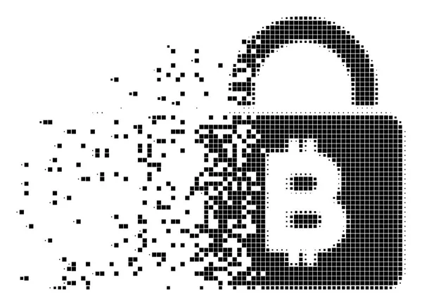 Bitcoin Lock Dispersed Pixel Icon — Stock Vector