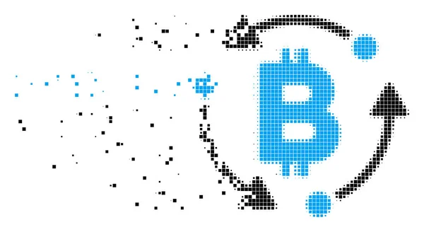 Bitcoin rotation dissolution Pixel Icône — Image vectorielle