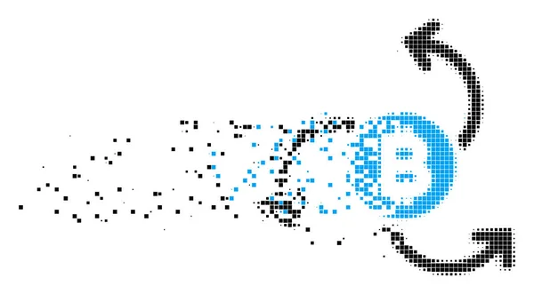 Fuente Bitcoin remolino fracturado Pixel icono — Archivo Imágenes Vectoriales