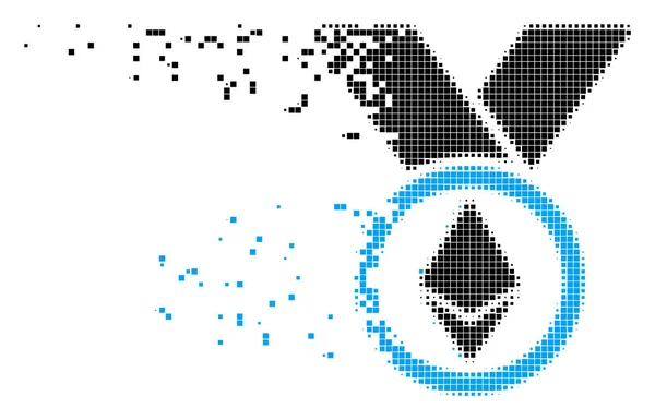 Ethereum award Medaille geschreddert Pixel-Symbol — Stockvektor
