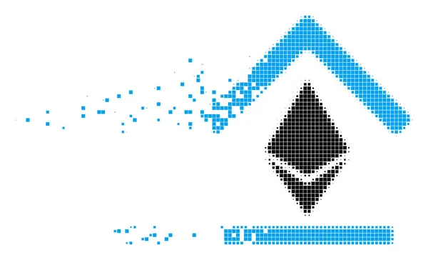 Icono de píxel de explosión de techo de banco Ethereum — Vector de stock