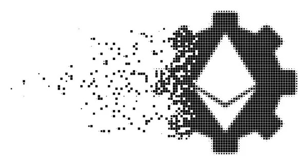 Ätherzahnrad platzte Pixel-Symbol — Stockvektor