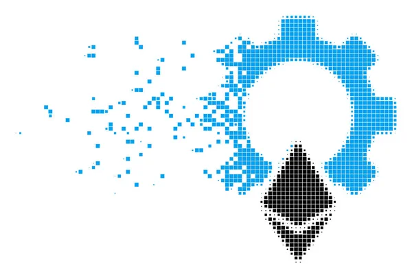 Ethereum Gear Disolución de píxeles Icono — Vector de stock
