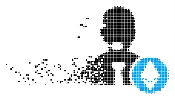 Administrador del operador de Ethereum descompuesto Pixel Icon — Vector de stock