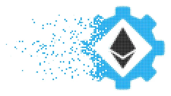 Pictogram van de geraspte pixels van versnelling van de opties van Ethereum — Stockvector