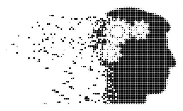 Mente engrenagem rotação destruída ícone Pixel —  Vetores de Stock