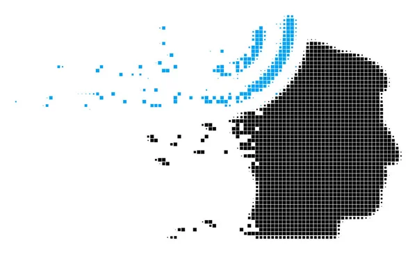 Icono de píxel descompuesto cerebral de recepción de radio — Archivo Imágenes Vectoriales