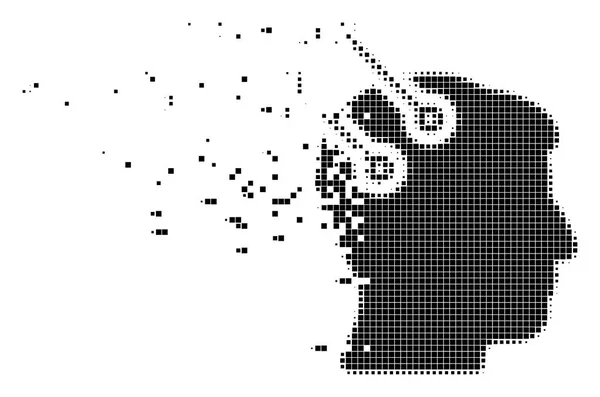 Neuronale Schnittstelle steckt gebrochenes Pixel-Symbol an — Stockvektor