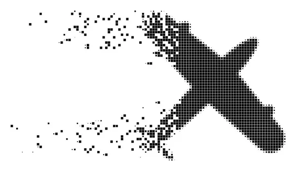 Aufgelöstes Flugzeug Punktevektorsymbol Mit Erosionseffekt Quadratische Fragmente Sind Verstreuten Flugzeugfiguren — Stockvektor