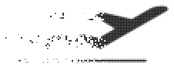 Départ d'avion Désintégration Pixel Icon — Image vectorielle