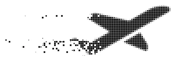 Vliegtuig opstijgen verwoest Pixel Icon — Stockvector