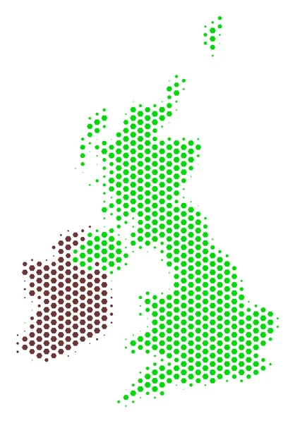 Sześciokąt Wielkiej Brytanii i Irlandii mapę — Wektor stockowy