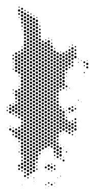 Petek Phuket göster. Vektör noktalı resim bölge planı beyaz bir arka plan üzerinde. Soyut Phuket harita Mozaik Altıgen lekesi düzenlenmiştir.