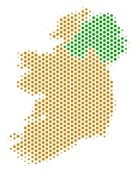 Honeycomb Ireland Countries Map — Stock Vector