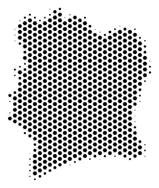 Hexagon Elfenbenskusten karta — Stock vektor