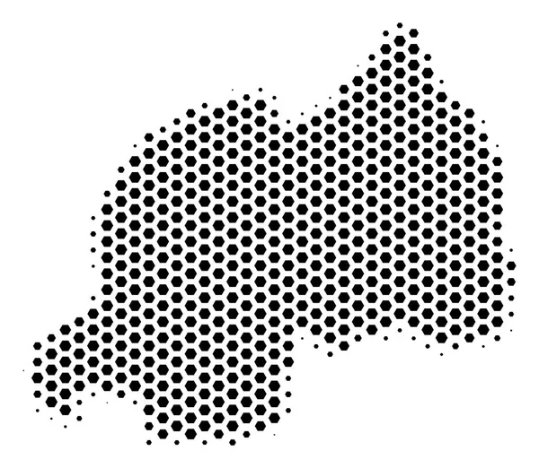 Hexagon Ruanda Mapa — Archivo Imágenes Vectoriales