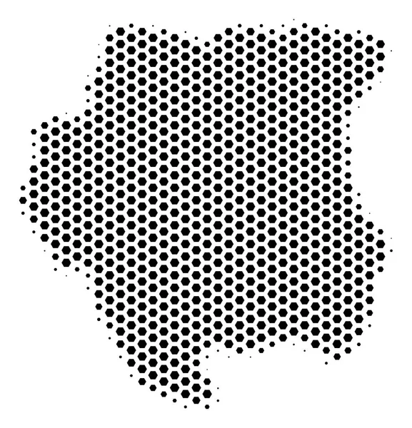 Шестиугольная карта Суринама — стоковый вектор