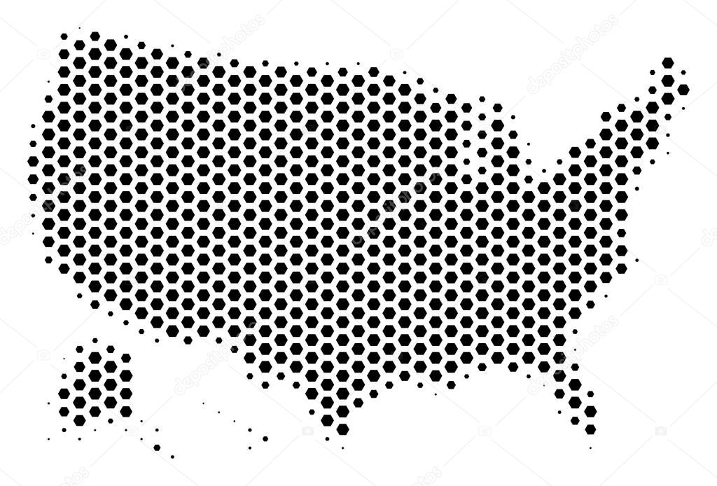 Hex Tile USA With Alaska Map
