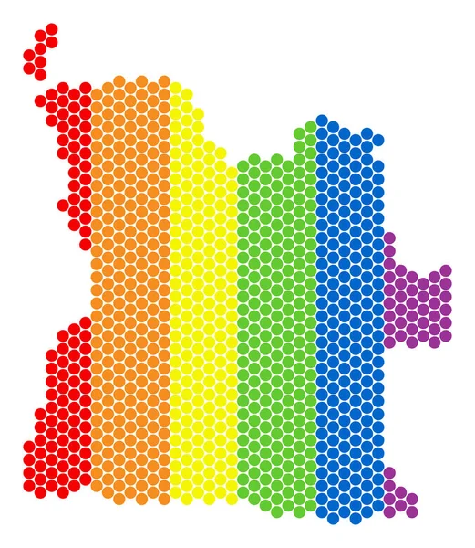 Mapa de Angola punteado del espectro LGBT — Vector de stock