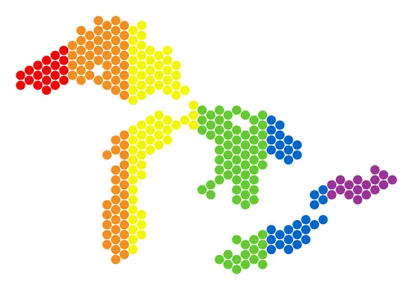 Mapa de Grandes Lagos de Puntos de Espectro LGBT — Vector de stock