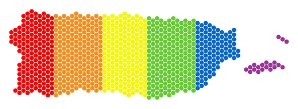 Φάσματος των LGBT Pixel Πουέρτο Ρίκο Χάρτης — Διανυσματικό Αρχείο