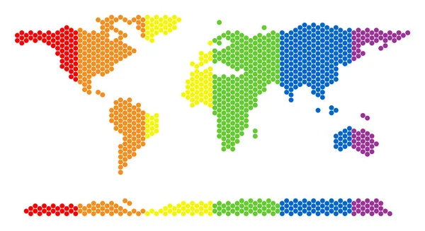 Mapa do continente mundial pontilhado por espectro LGBT — Vetor de Stock