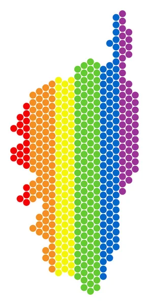 LGBT Spectrum Pixel Córcega Mapa de la isla de Francia — Vector de stock
