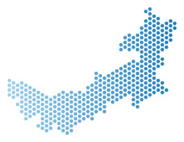 Çin İç Moğolistan haritası altıgen soyutlama