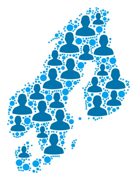 Escandinávia Mapa População Pessoas — Vetor de Stock