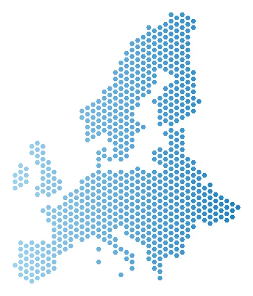 Hex Tile European Union Map Vector Geographic Plan Light Blue — Stock Vector