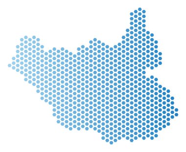 Güney Sudan harita Hex-kiremit soyutlama