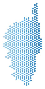 Korsika Fransa Adası harita altıgen şeması